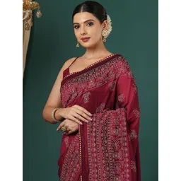 HERE&NOW Ethnic Motifs Embroidered Silk Blend Handloom Saree-picture-38