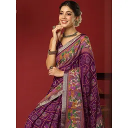 HERE&NOW Ethnic Motifs Poly Georgette Handloom Saree-picture-32