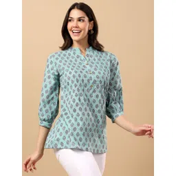 HERE&NOW Ethnic Motifs Printed Pure Cotton Kurti-picture-34