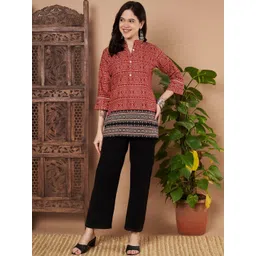 HERE&NOW Ethnic Motifs Printed Pure Cotton Kurti-picture-36