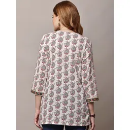 HERE&NOW Ethnic Motifs Printed V-Neck Pure Cotton Kurti-picture-34