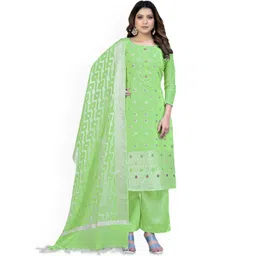 HERE&NOW Ethnic Motifs Woven Design Zari Work Unstitched Dress Material-picture-17