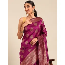 HERE&NOW Ethnic Motifs Zari Banarasi Saree-picture-37