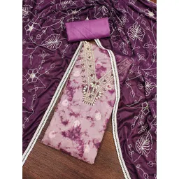 HERE&NOW Floral Beads and Stones Embellished Unstitched Dress Material-image-13