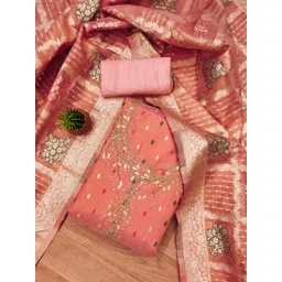 HERE&NOW Floral Embellished Beads and Stones Silk Blend Unstitched Dress Material-image-10