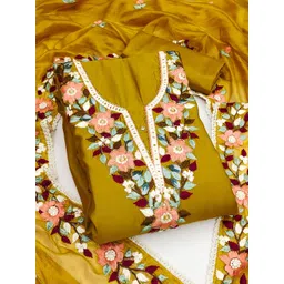 HERE&NOW Floral Embellished Beads And Stones Unstitched Dress Material-image-7