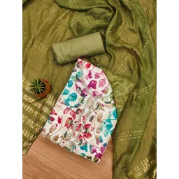 HERE&NOW Floral Embellished Beads And Stones Unstitched Dress Material-image-8