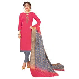 HERE&NOW Floral Embellished Unstitched Dress Material-picture-10