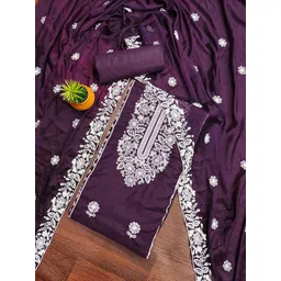 HERE&NOW Floral Embellished Unstitched Dress Material-picture-32