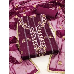 HERE&NOW Floral Embellished Unstitched Dress Material-picture-17