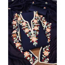 HERE&NOW Floral Embellished Unstitched Dress Material-picture-23