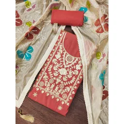 HERE&NOW Floral Embellished Unstitched Dress Material-picture-22