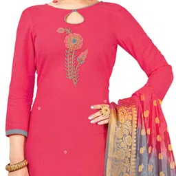 HERE&NOW Floral Embellished Unstitched Dress Material image 2