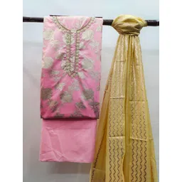 HERE&NOW Floral Embellished Unstitched Dress Material image 4