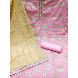 HERE&NOW Floral Embellished Unstitched Dress Material image 3