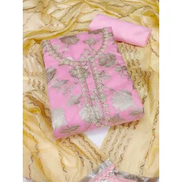 HERE&NOW Floral Embellished Unstitched Dress Material image 1