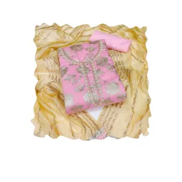 HERE&NOW Floral Embellished Unstitched Dress Material image 2