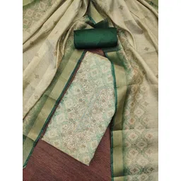 HERE&NOW Floral Embroidered Beads and Stones Cotton Silk Unstitched Dress Material-picture-15