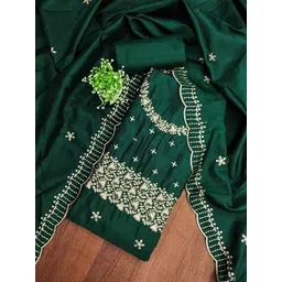 HERE&NOW Floral Embroidered Beads and Stones Pure Cotton Unstitched Dress Material-image-33