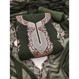 HERE&NOW Floral Embroidered Beads And Stones Silk Georgette Unstitched Dress Material-picture-34