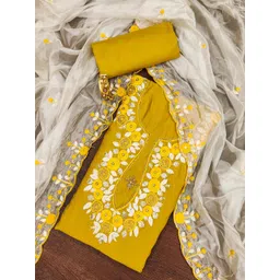 HERE&NOW Floral Embroidered Beads And Stones Unstitched Dress Material-picture-25