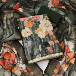 HERE&NOW Floral Embroidered Beads And Stones Unstitched Dress Material-image-27