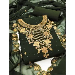 HERE&NOW Floral Embroidered Beads and Stones Unstitched Dress Material-image-1