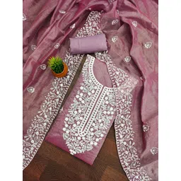 HERE&NOW Floral Embroidered Chanderi Cotton Unstitched Dress Material-picture-36