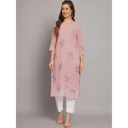 HERE&NOW Floral Embroidered Georgette Straight Kurta-picture-31