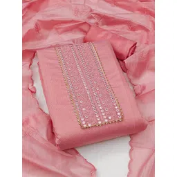 HERE&NOW Floral Embroidered Mirror Work Unstitched Dress Material-picture-29