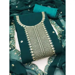 HERE&NOW Floral Embroidered Sequinned Georgette Unstitched Dress Material-picture-34