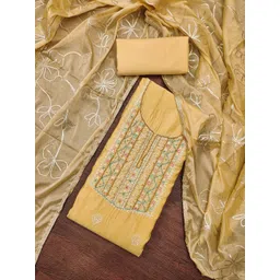 HERE&NOW Floral Embroidered Sequinned Roamn Cotton Unstitched Dress Material-picture-37