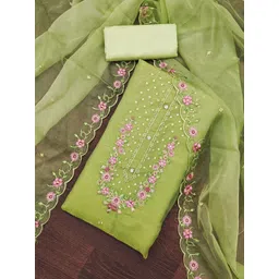 HERE&NOW Floral Embroidered Silk Georgette Sequinned Unstitched Dress Material-picture-14