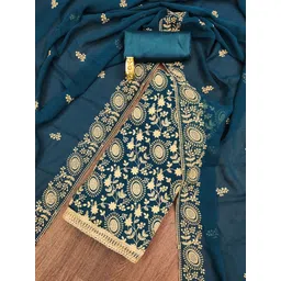 HERE&NOW Floral Embroidered Thread Work Unstitched Dress Material-picture-39