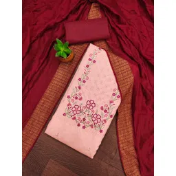 HERE&NOW Floral Embroidered Zora Silk Cotton Sequinned Unstitched Dress Material-picture-25