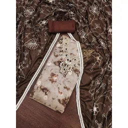 HERE&NOW Floral Embroidred Beads And Stones Unstitched Dress Material-image-7