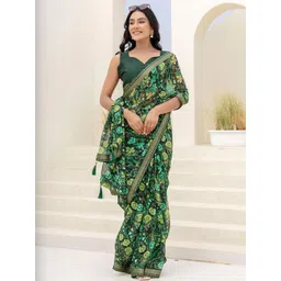 HERE&NOW Floral Poly Chiffon Saree-picture-17