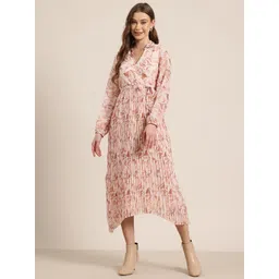 HERE&NOW Floral Print Accordion Pleat A-Line Midi Dress-picture-34