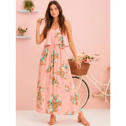 HERE&NOW Floral Print Crepe A-Line Maxi Dress-picture-28