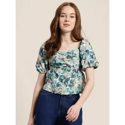 HERE&NOW Floral Print Styled Back Top-picture-13