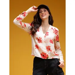 HERE&NOW Floral Print V-Neck Wrap Top image 1