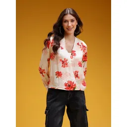 HERE&NOW Floral Print V-Neck Wrap Top image 3