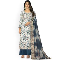 HERE&NOW Floral Printed Beads And Stones Jam Cotton Unstitched Dress Material-picture-28