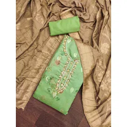 HERE&NOW Floral Printed Beads And Stones Organza Unstitched Dress Material-image-34