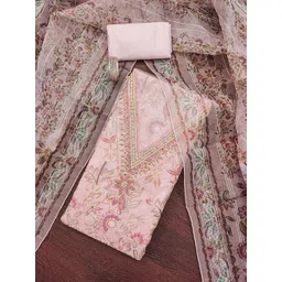 HERE&NOW Floral Printed Beads and Stones Unstitched Dress Material-picture-16