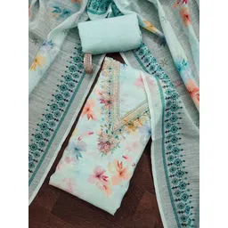 HERE&NOW Floral Printed Beads And Stones Unstitched Dress Material-image-15