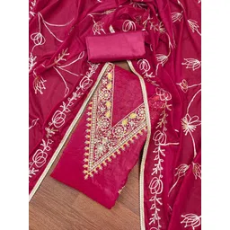 HERE&NOW Floral Printed Beads And Stones Unstitched Dress Material-image-43