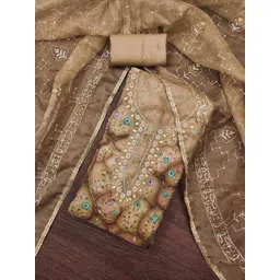 HERE&NOW Floral Printed Beads And Stones Unstitched Dress Material-image-44