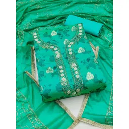 HERE&NOW Floral Printed Beads and Stones Unstitched Dress Material-image-48