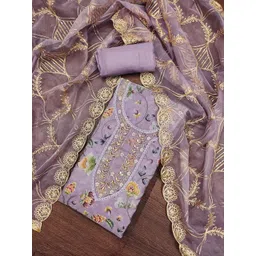 HERE&NOW Floral Printed Beads and Stones Unstitched Dress Material-picture-19